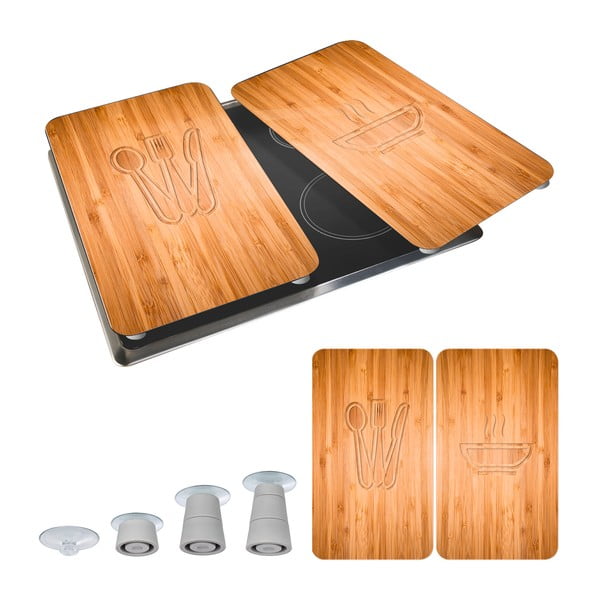 Zestaw 2 szklanych płyt ochronnych na kuchenkę Wenko Lunch, 52x30 cm-image-2