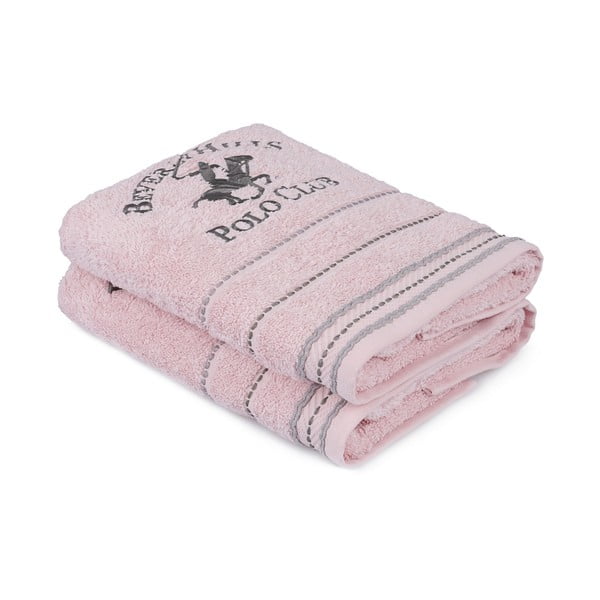 Zestaw 2 różowych ręczników do rąk, 90x50 cm