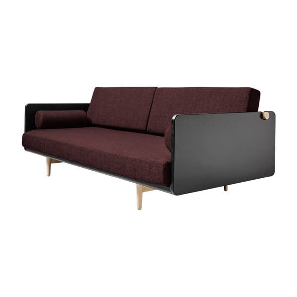 Sofa rozkładana Karup Deva Black/Raw Oak/Passion Red-image-3