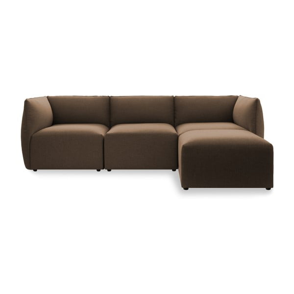 Ciemnobeżowa 3-osobowa sofa modułowa z podnóżkiem Vivonita Cube