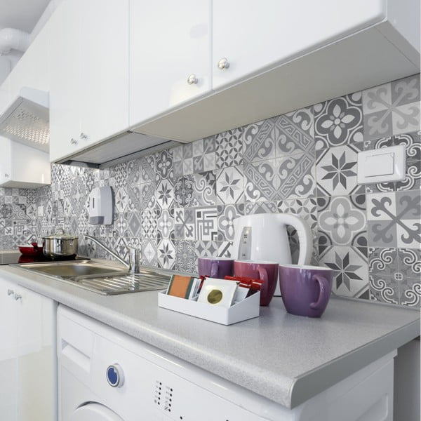 Zestaw 24 naklejek ściennych Ambiance Wall Decal Cement Tiles Azulejos Micalina, 15x15 cm-image-1