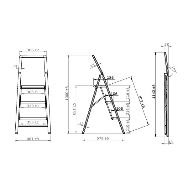 Szara drabinka Wenko Compact, wys. 114,5 cm-image-4