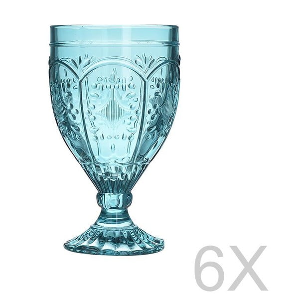 Zestaw 6 niebieskich przezroczystych szklanek InArt Glamour Beverage Foot