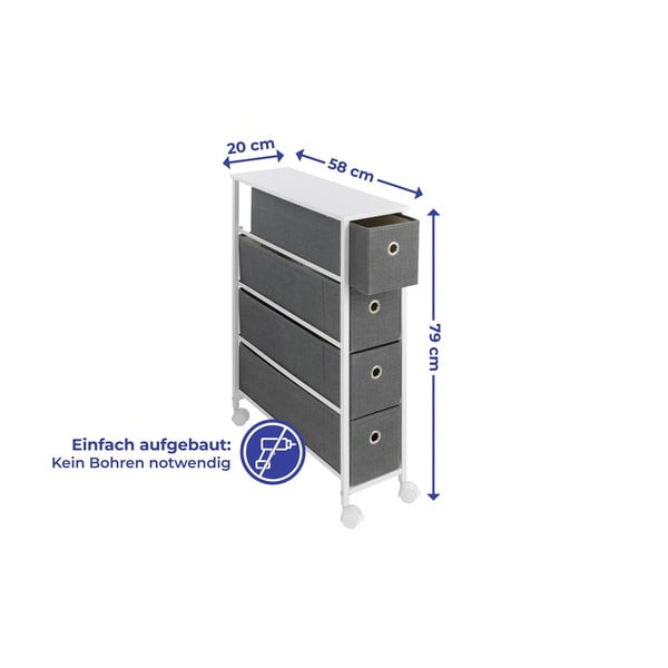 Biało-szary regał na kółkach 20x79 cm – Maximex-image-2
