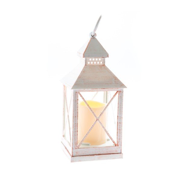 Biały lampion LED Dakls Iris, wys. 23,5 cm
