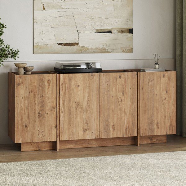 Komoda w dekorze sosny z otworem na kable w naturalnym kolorze 180x80x45 cm Dorma – Kalune Design-image-3