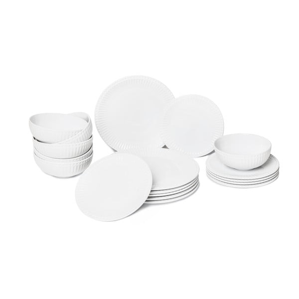 18-częściowy zestaw białych talerzy z porcelany Bonami Essentials Purita