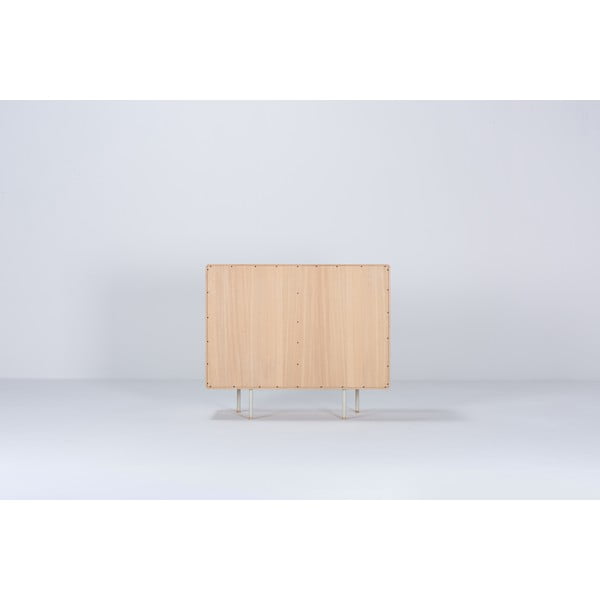 Biało-naturalna niska komoda z litego drewna dębowego 118x100 cm Fina – Gazzda-image-4