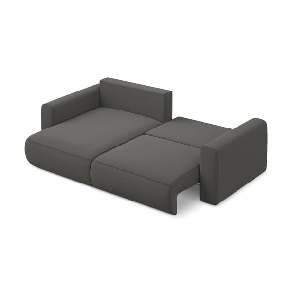 Ciemnoszary aksamitny rozkładany/ze schowkiem narożnik (lewostronny/z szezlongiem) Kapua – Makamii-image-3