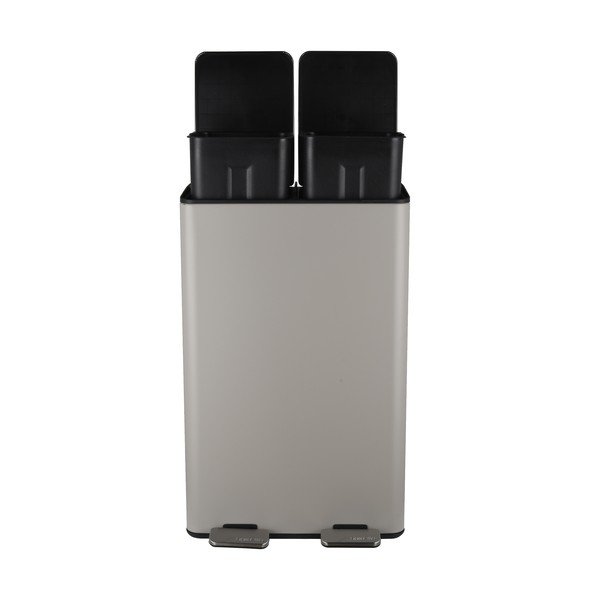 Szarobrązowy stalowy kosz na śmieci 2x30 l do segregacji odpadów/z pedałem   Aliya – Spirella-image-2