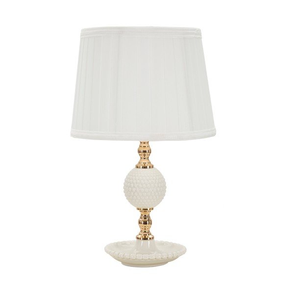 Biała lampa stołowa z tekstylnym kloszem (wysokość 40 cm) Napoli – Mauro Ferretti