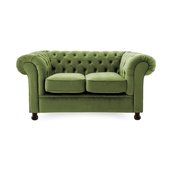 Zielona sofa 2-osobowa Vivonita Chesterfield