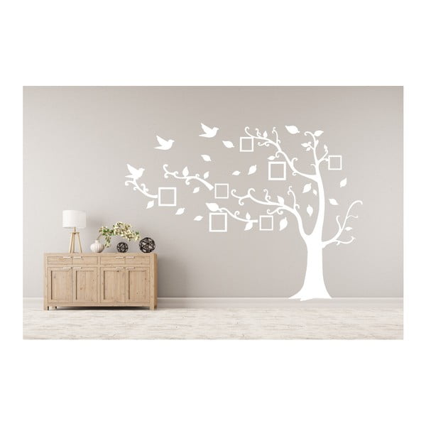 Naklejka dekoracyjna Białe drzewo z ramkami na zdjęcia, 180x250 cm