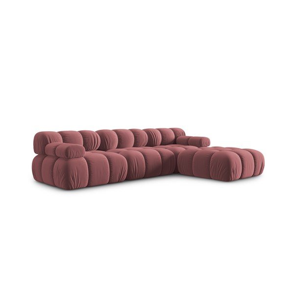 Różowy aksamitny narożnik Bellis – Micadoni Home-image-3