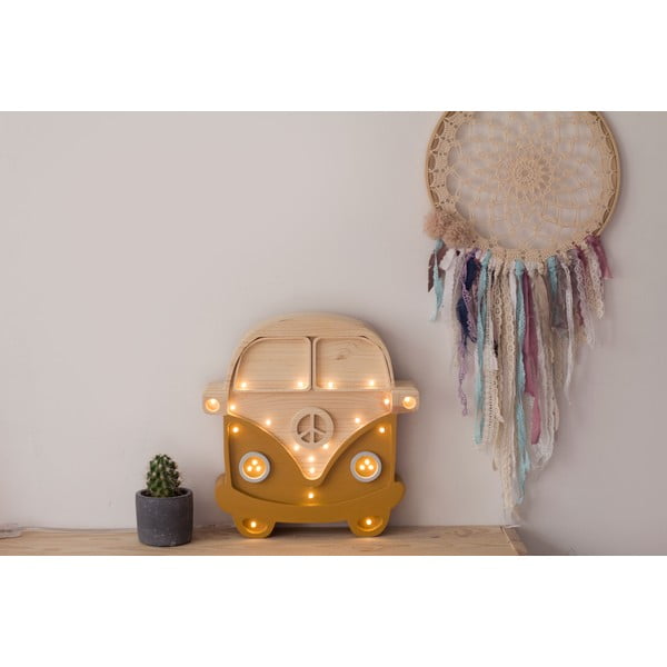 Lampa stołowa z drewna sosnowego pomarańczowa Little Lights Van, wysokość 29 cm-image-3