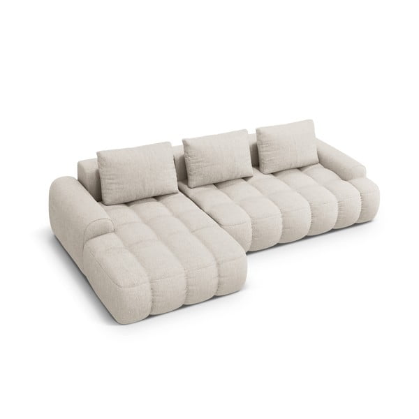 Beżowy rozkładany/ze schowkiem narożnik (lewostronny/z szezlongiem) Linz – Cosmopolitan Design-image-3