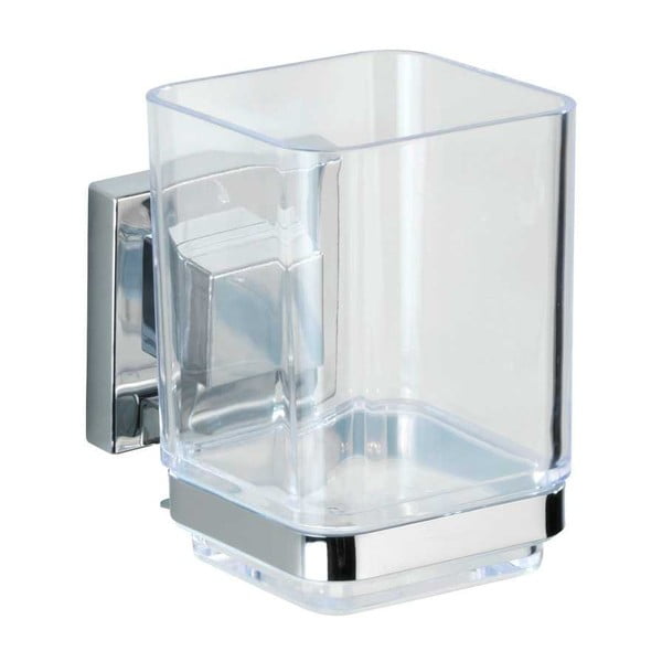 Samoprzylepny plastikowy zestaw akcesoriów łazienkowych w kolorze srebra z połyskiem Quadro – Wenko-image-3