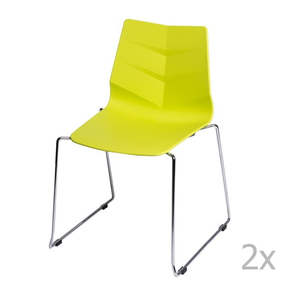 Zestaw 2 limonkowych krzeseł D2 Leaf SL