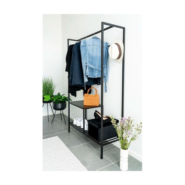 Czarny wielofunkcyjny wieszak z 2 półkami House Nordic Vita, 170x101 cm-image-1