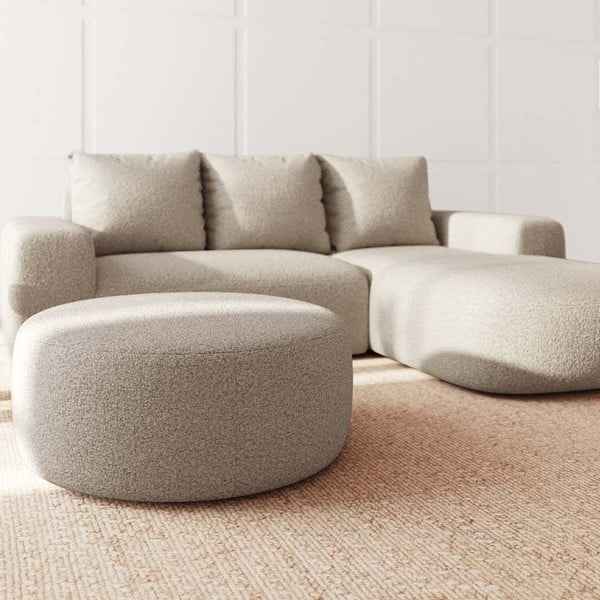 Beżowy podnóżek z materiału bouclé Monce – Rodier-image-1