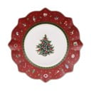 Czerwony porcelanowy talerz z motywem świątecznym Villeroy & Boch, ø 24 cm