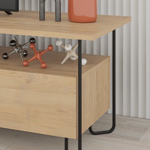 Szafka pod TV w dekorze dębu 150x45 cm Dilly – Marckeric-image-4