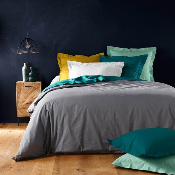 Czarna bawełniana poszwa na kołdrę dwuosobowa 240x220 cm Lina – douceur d'intérieur-image-1