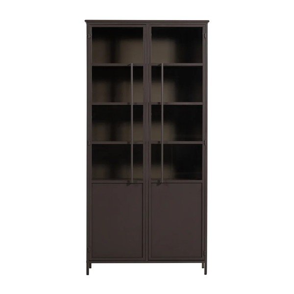 Ciemnobrązowa metalowa witryna 99x203x45 cm Exhibit – WOOOD