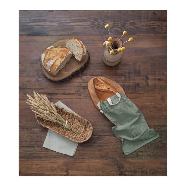 Worek na chleb z domieszką lnu Really Nice Things Bag Green Moss, wys. 42 cm-image-1