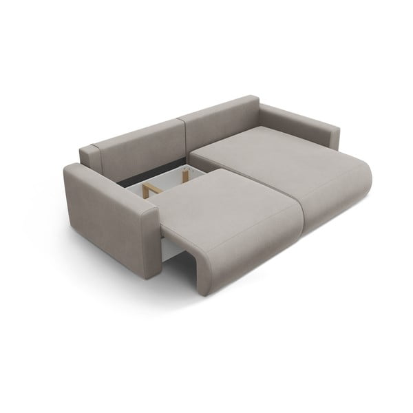 Jasnoszary aksamitny rozkładany narożnik ze schowkiem Belfast – Cosmopolitan Design-image-4