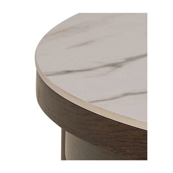 Beżowo-ciemnobrązowy okrągły stolik z ceramicznym blatem ø 90 cm Southampton – Actona-image-4