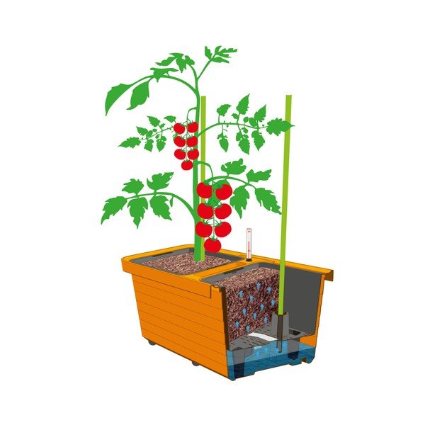 Brązowo-szara podwójna doniczka z systemem nawadniania Plastia Berberis, dł. 78 cm-image-3