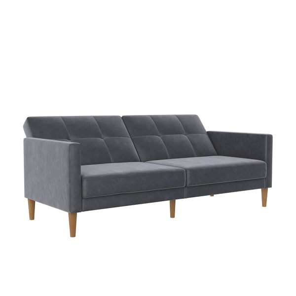Szara aksamitna rozkładana sofa 207 cm Lilly – Støraa-image-1