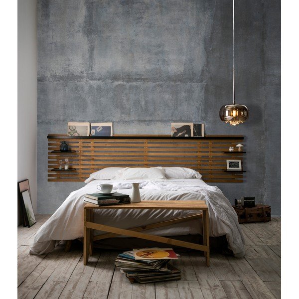 Zagłówek z drewna sosnowego z czarnymi elementami 240x62 cm Nidra – Marckeric-image-1