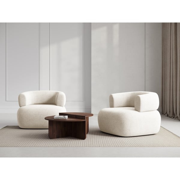 Beżowy fotel z materiału bouclé Jenny – Micadoni Home-image-1