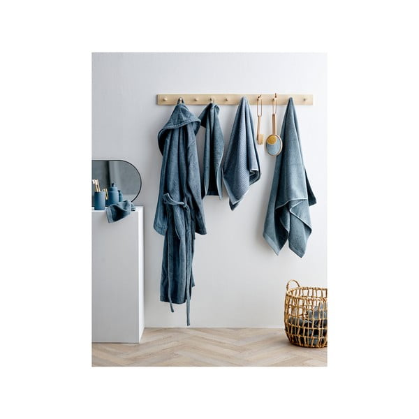 Niebieski szlafrok z bawełny organicznej rozmiar S/M − Södahl-image-3