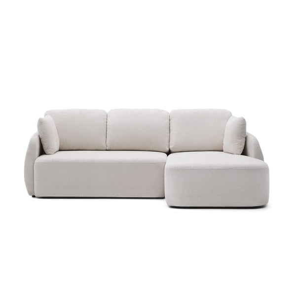 Kremowy rozkładany narożnik z tkaniny szenilowej (prawostronny/z szezlongiem) Laira – Kave Home