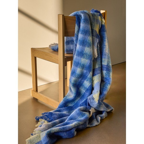 Niebieski koc z mieszanki wełny 140x200 cm Loom – Hübsch-image-1