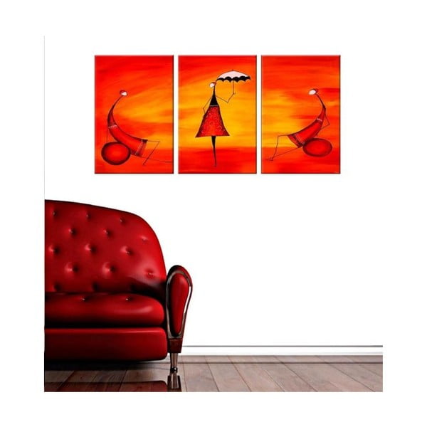 Trzyczęściowy obraz Red Girl, 45x90 cm