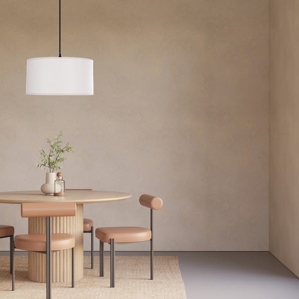 Biała lampa wisząca z tekstylnym kloszem ø 40 cm Shanti – Candellux Lighting-image-2