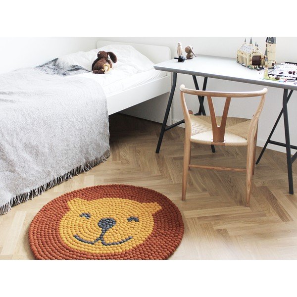 Dziecięcy wełniany dywan kulkowy Wooldot Ball Rugs Lion, ⌀ 90 cm-image-2