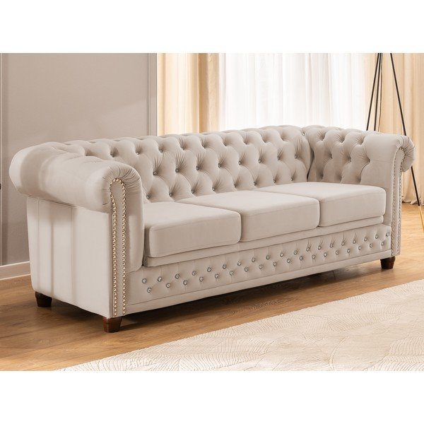 Beżowa aksamitna rozkładana sofa 203 cm York Blik – Ropez-image-4