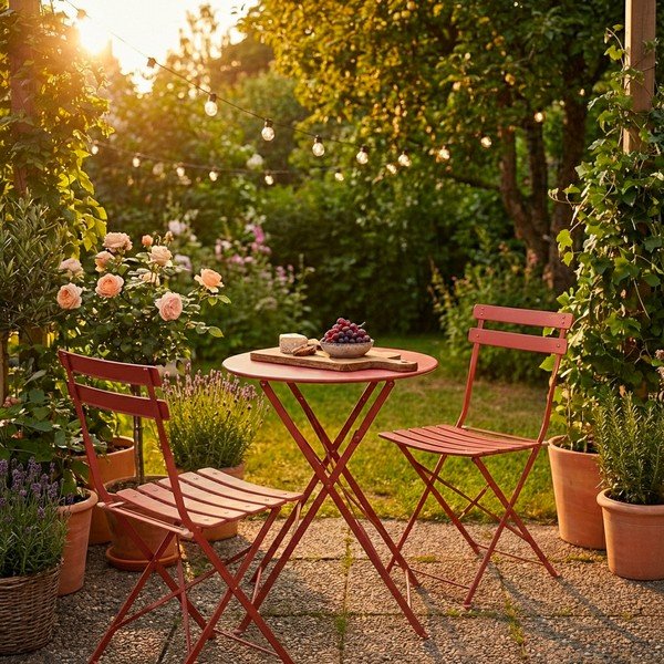 Stalowy zestaw mebli ogrodowych w kolorze terakoty dla 2 osób Austin – Bizzotto-image-4