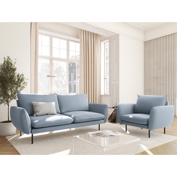 Jasnoniebieska aksamitna sofa 160 cm Vienna – Cosmopolitan Design-image-1