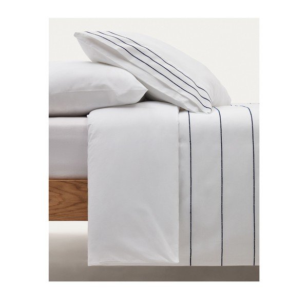 Biała pościel jednoosobowa z perkalu bawełnianego 150x220 cm Cintia – Kave Home-image-1