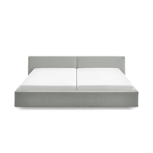 Jasnoszare tapicerowane łóżko dwuosobowe ze schowkiem ze stelażem 200x240 cm Cube – Meise Möbel-image-4