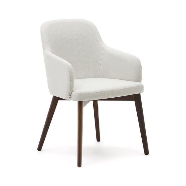 Kremowy tapicerowany fotel jadalniany z podłokietnikami Nelida – Kave Home