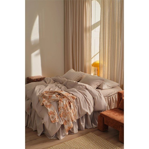 Beżowa pościel jednoosobowa z mieszanki lnu 150x200 cm Elly – Ellos Home-image-1