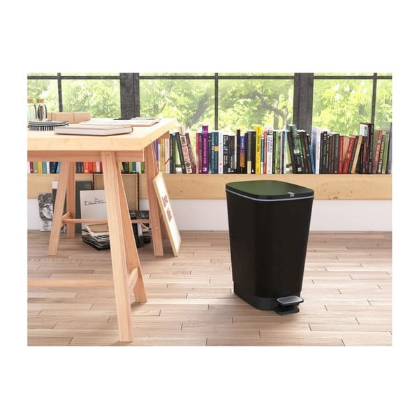 Plastikowy kosz na śmieci z pedałem w kolorze matowej czerni 25 l Chic Bin – KIS-image-1