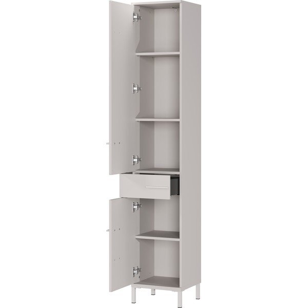 Kremowa wysoka/wąska szafka łazienkowa z matowym wykończeniem 34x190 cm Laurino – Germania-image-3